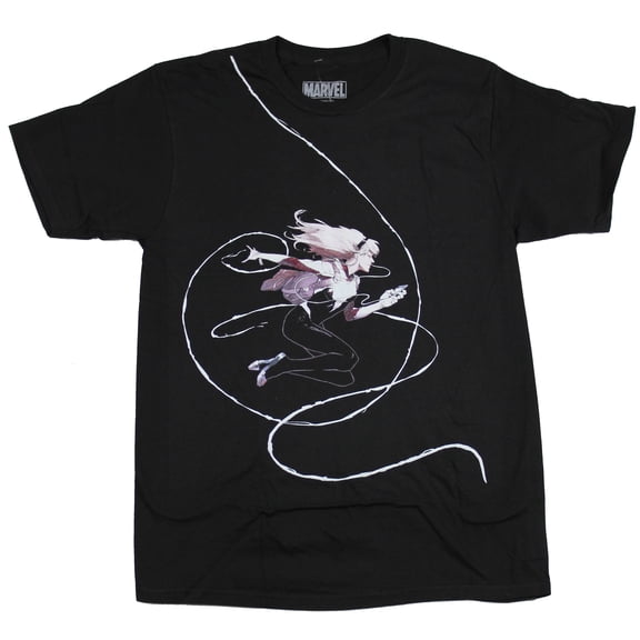 Spider Gwen (Marvel Comics) Mens T-Shirt - Headphones Side Swing Image (Large)