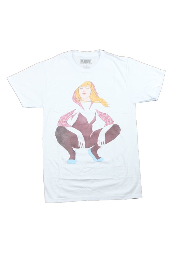 Spider-Gwen (Marvel) Mens T-Shirt - Crouched Gwen Undercover Image