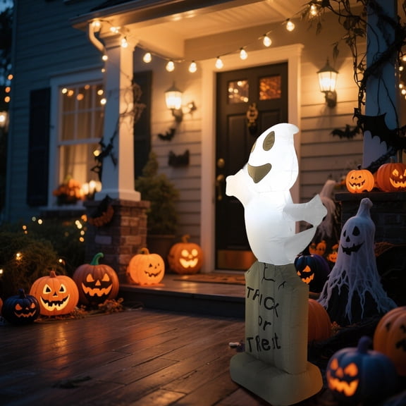 Spider Halloween Decorations 5FT Inflatable Ghost Tombstone Halloween Decoration for Indoor Outdoor Yard Garden Party Event with Built-In Fan and Stakes Easy Setup Halloween Decorations Indoor