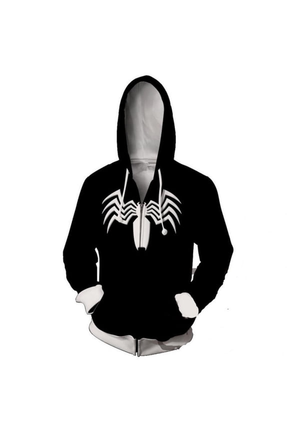Spider Hero 3d Hoodie, Spider Hero Zip Up Costume Jacket, Superhero Cosplay Sweatshirt, Men’S Spider Hoodies Unisex Oversize Goth Jacket Y2k Punk Streetwear Zip Up Hoodie Spider Caps, L