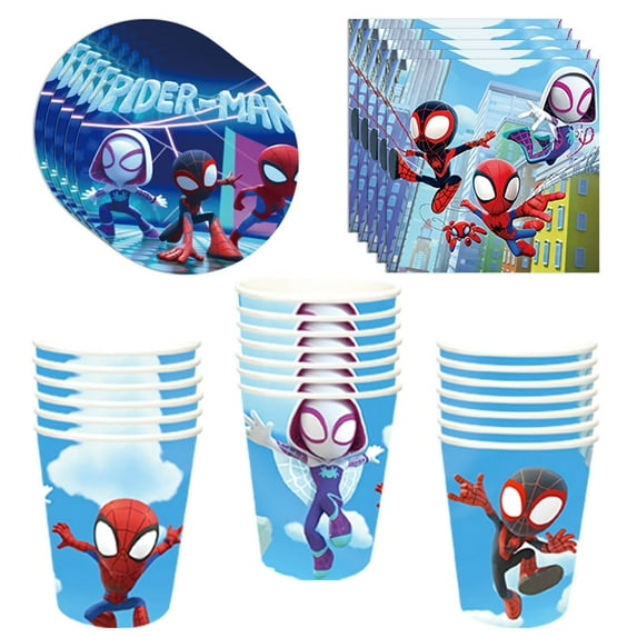 Spider Hero Birthday Party Supplies Amazing Friends Children’s Party Favors Includes Cups Plates Napkins for Spider Hero Birthday Baby Shower Decor