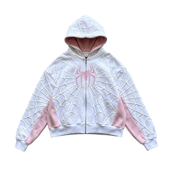 Spider Hero Full Zip Masked Sweatshirt, Casual Web Printed Active Hoodie Apparel for Adults Boys Girls Daily Wear Party
