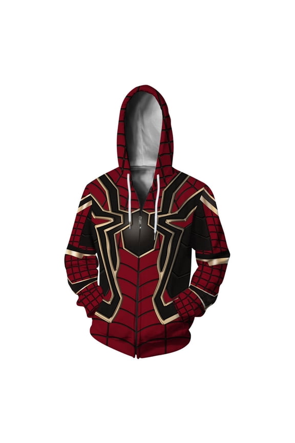 Spider Hero Graphic Hooded Coat, Spider Hero Fandom Casual Top, Spider Hero 3d Hoodie, Men’S Spider Hoodies Unisex Oversize Goth Jacket Y2k Punk Streetwear Zip Up Hoodie Spider Caps, M