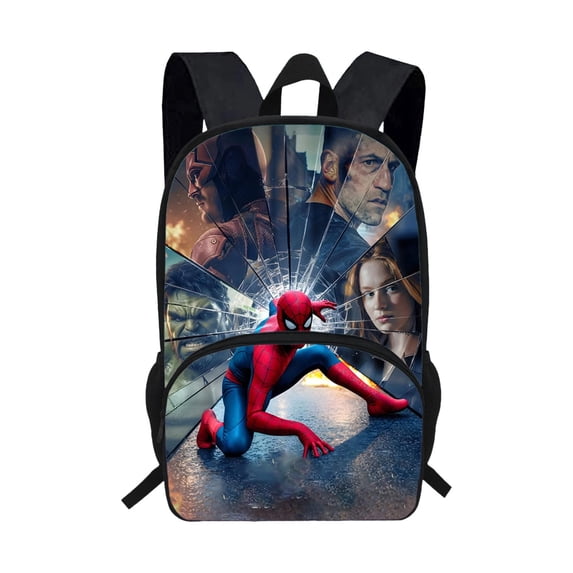 Spider Hero Pattern Print Backpack with Web Design for Teens Large Capacity Student Schoolbag with Water Resistant Fabric and Storage Compartments #65