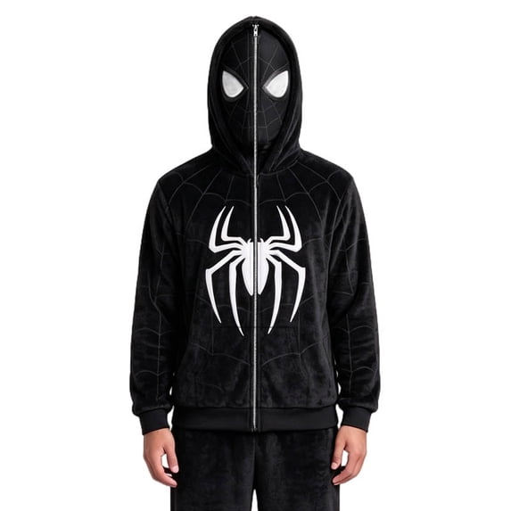 Spider Hero Zipper Sweatshirt with Hooded Mask, Movie Graphic Zip Up Hoodie Streetwear for Men Women Daily Streetwear Party