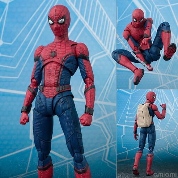 Spider Home Coming Backpack Movable Action Figure Model, 15cm with Accessories Box Set