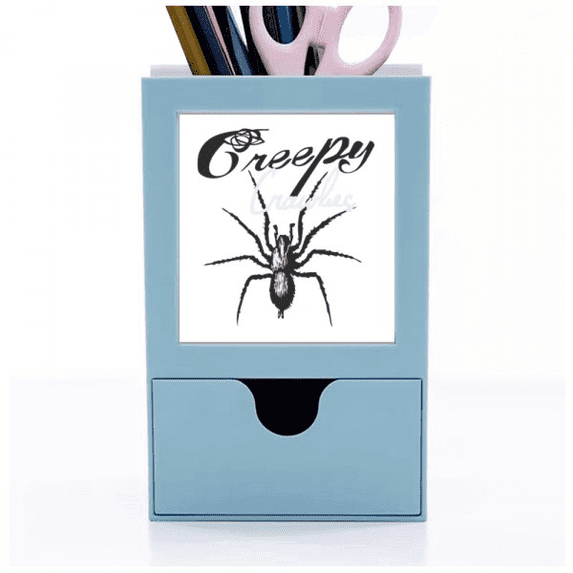 Spider Insect Cobweb Illustration Pattern Desk Supplies Organizer Pen Holder Card