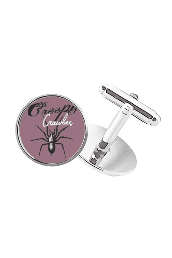 Spider Insect Cobweb Illustration Pattern Round Button Cuff Clip Stud Cufflinks
