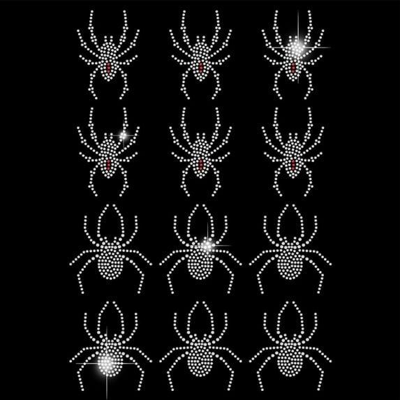 Spider Iron on Rhinestones Transfer T-Shirt Crystal Heat Transfer Designs Halloween Spider Iron on Rhinestone Transfer Bling Decals Craft Gifts