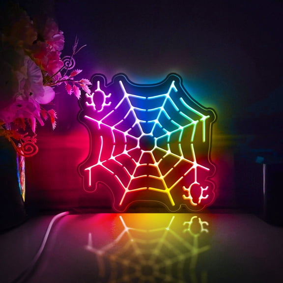 Spider Led Light Box, Dimmable Neon-Like Light Signs USB Power for Wall Decor Bedroom Decoration, Color Flow Effect (WxH) 16"x16"
