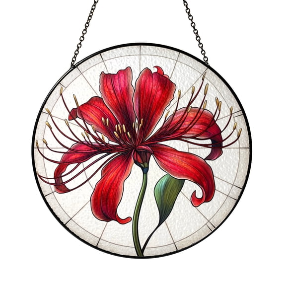 Spider Lily Floral Acrylic Window Decor – Botanical Hanging Art