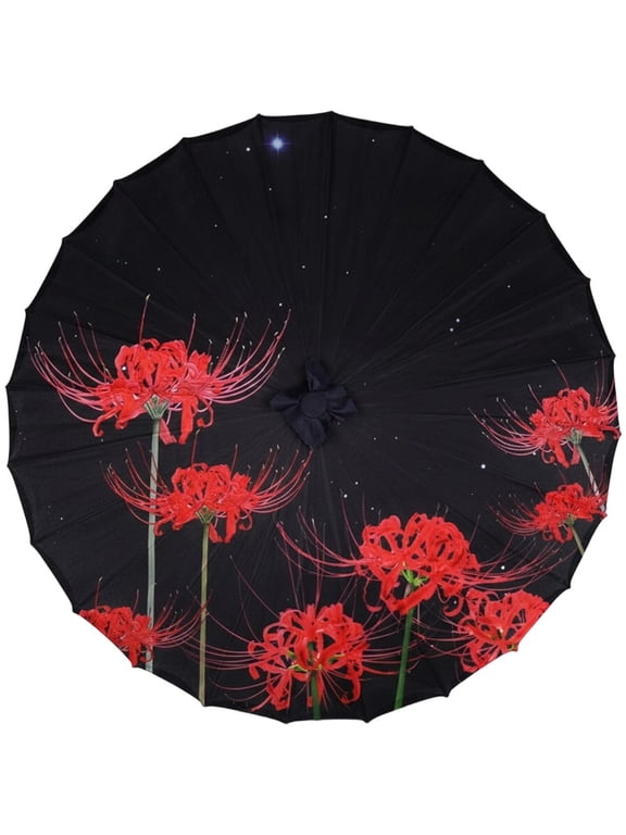 Spider Lily Silk Umbrella Chinese OiledPaper Umbrella Vintage Dance Umbrella Traditional Japanese Parasol for Photography