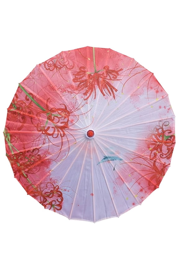 Spider Lily Silk Umbrella Chinese OiledPaper Umbrella Vintage Dance Umbrella Traditional Japanese Parasol for Photography