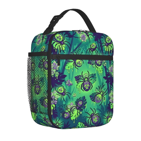 Spider Lunch Bag, Gothic Web Insulated Tote, Reusable Witchy Mystical Thermal Cooler, Dark Aesthetic Meal Box for Work Commute and Travel