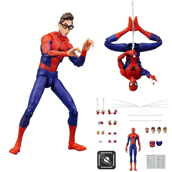 Spider Mn: Into The Spider-Verse SV-Action Peter B. Parker Sentinel SV Super Heroes 6 inches / 16 cm Joints Moveable PVC Figure Collectible Model Figurine Statue