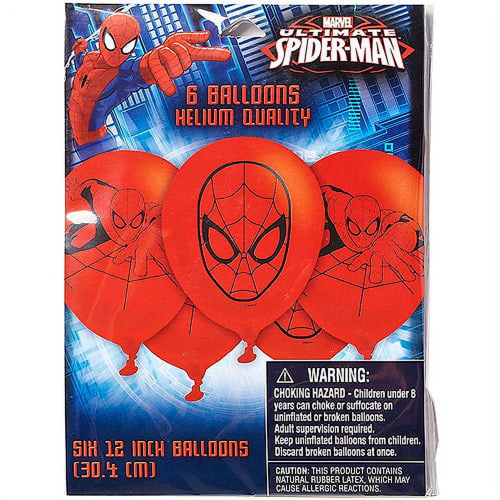Spider-Man 12 in. Balloons, 6 count, Party Supplies