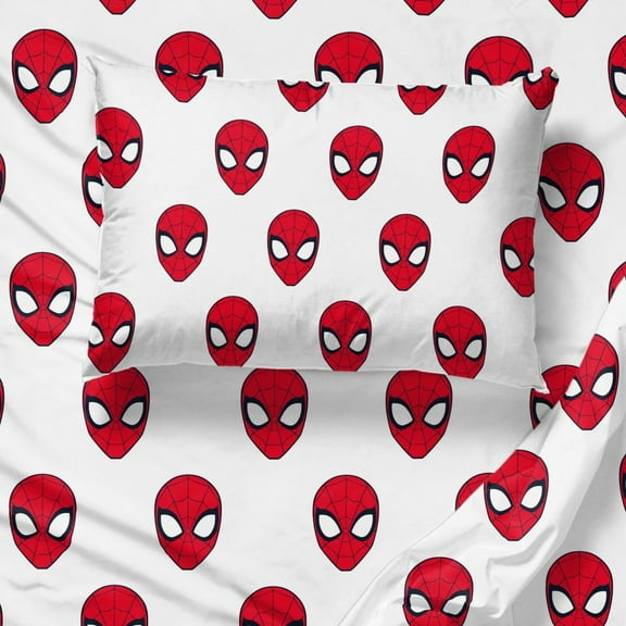 Spider-Man 3-Piece 85 Thread Count Polka Dot Polyester Bed Sheet Set, Twin - Easy Care