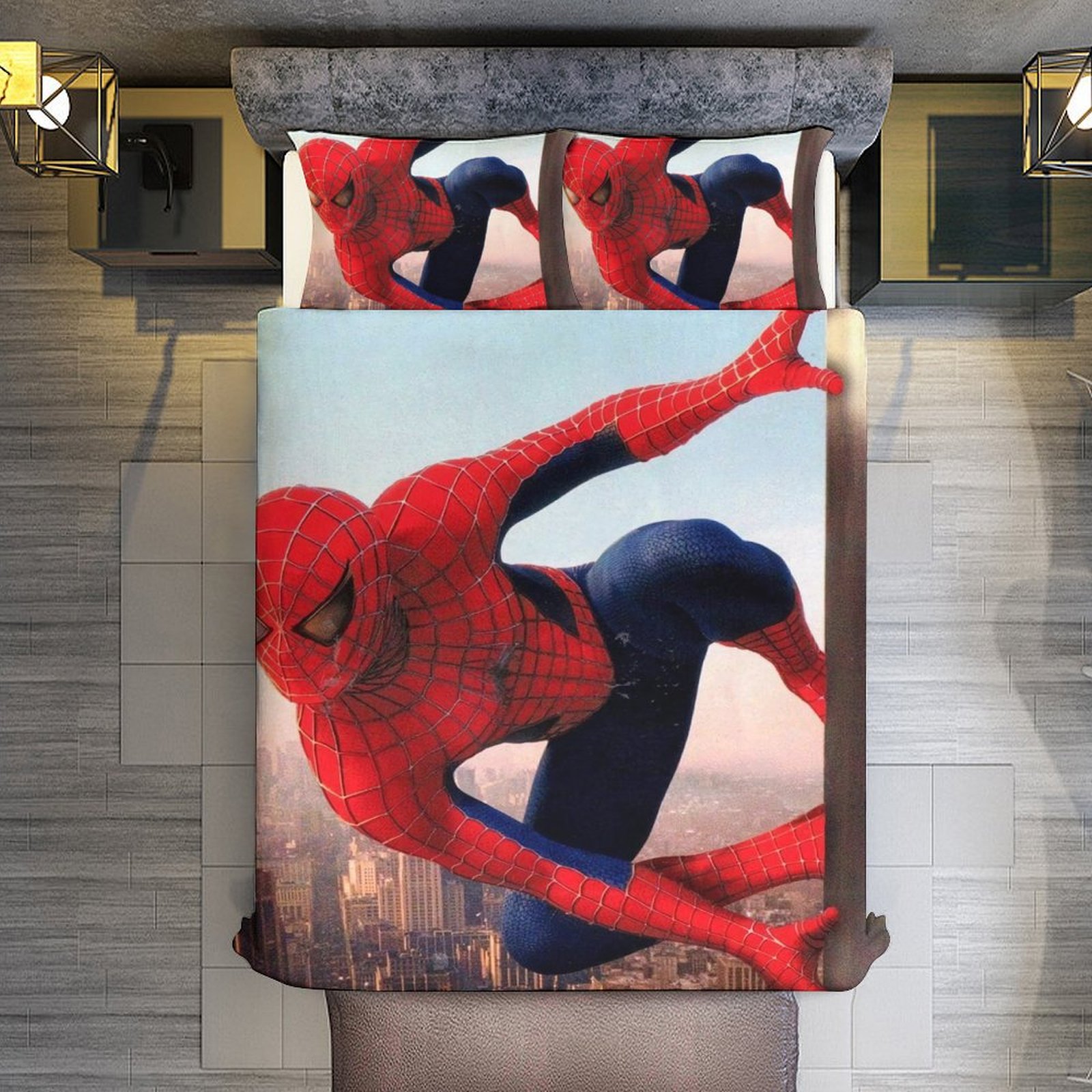 SpiderMan 3 Piece Sets Full/Queen Size Reversible Microfiber Quilts