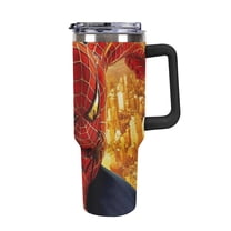Spider-Man 40oz Large Capacity Car Cup Tumbler with Handle And Straw Lid, Insulated Stainless Steel Double Wall Vacuum Travel Mug, Leak-proof Large Capacity Car Cup,Cupholder Friendly