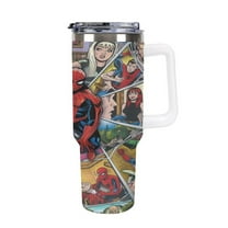 Spider-Man 40oz Large Capacity Car Cup Tumbler with Handle And Straw Lid, Insulated Stainless Steel Double Wall Vacuum Travel Mug, Leak-proof Large Capacity Car Cup,Cupholder Friendly