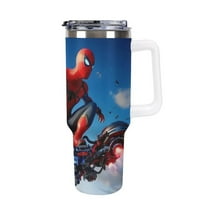 Spider-Man 40oz Large Capacity Car Cup Tumbler with Handle And Straw Lid, Insulated Stainless Steel Double Wall Vacuum Travel Mug, Leak-proof Large Capacity Car Cup,Cupholder Friendly