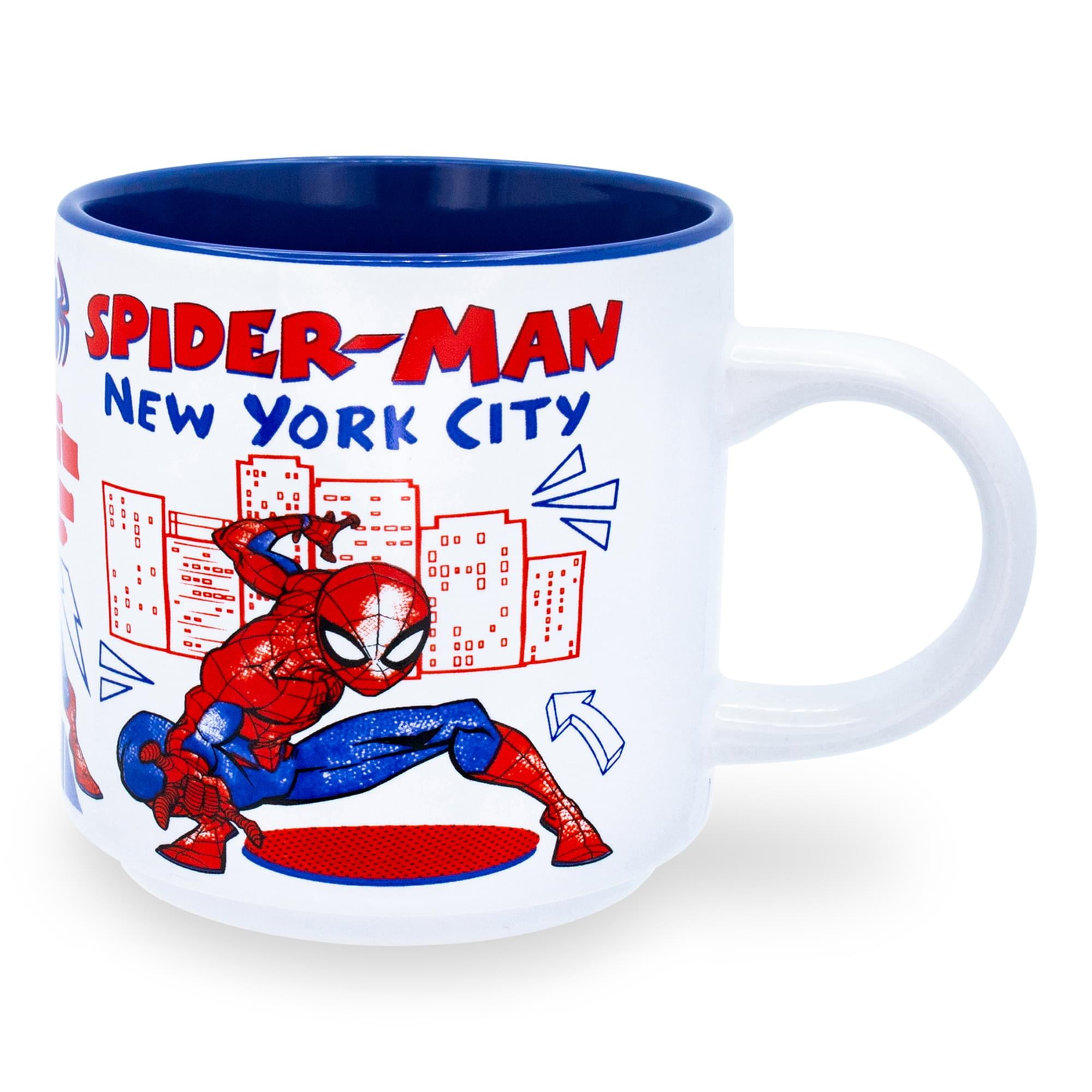 Set of 2 Marvel Kids Comics SPIDERMAN Coffee Cups (14314 BF) Blue 12oz Mugs