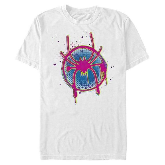 Spider-Man 868785-2xlarge The Spider-Verse Neon Logo T-Shirt for Mens, White - 2XL