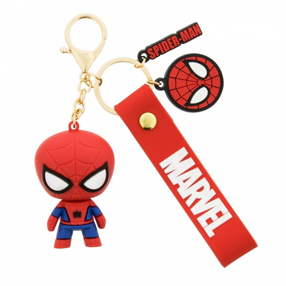 Spider-Man Marvel 3 Figural Keychain w/ Wristlet and Charm