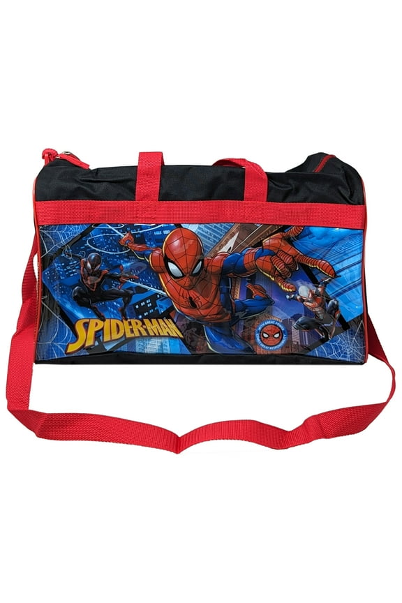 Ruz Spider-Man 600D Polyester Duffle Bag with Printed PVC Side Panels Durable Travel & Gym Bag for Kids, Spacious Main Compartment, Officially Licensed Marvel Spider-Man Merchandise
