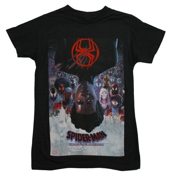 Spider-Man Across the Spider-Verse Mens T- Shirt - Miles Upside Down Poster (2X-Large)