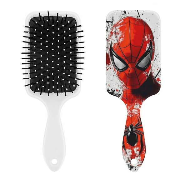 Spider-Man Air Cushion Detangling Paddle Brush with Ball Tip Anti Static Massage Hair Care for Thick Curly Wet and Dry Hair Web Detangler Hair Combs