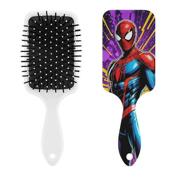 Spider-Man Air Cushion Detangling Paddle Brush with Ball Tip Anti Static Massage Hair Care for Thick Curly Wet and Dry Hair Web Detangler Hair Combs
