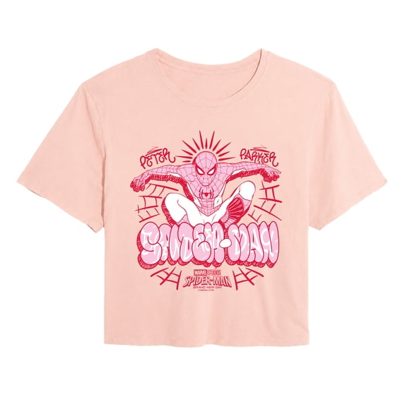 Spider-Man - Femme Street- Juniors Cropped Graphic T-Shirt Cropped Graphic T-Shirt