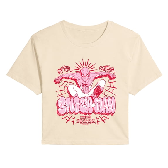 Spider-Man - Femme Street- Juniors Cropped Graphic T-Shirt Cropped Graphic T-Shirt