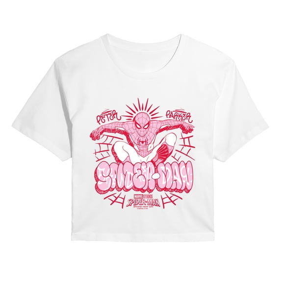 Spider-Man - Femme Street- Juniors Cropped Graphic T-Shirt Cropped Graphic T-Shirt