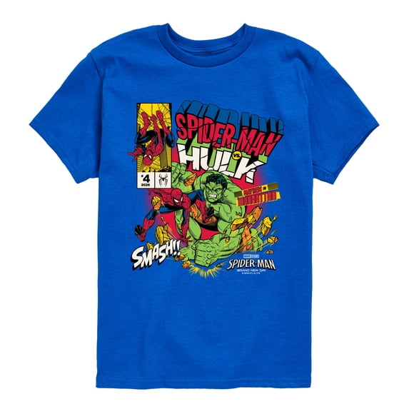 Spider-Man - Hulk Battle Boys' Short Sleeve Graphic T-Shirt