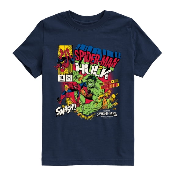 Spider-Man - Hulk Battle Boys' Short Sleeve Graphic T-Shirt