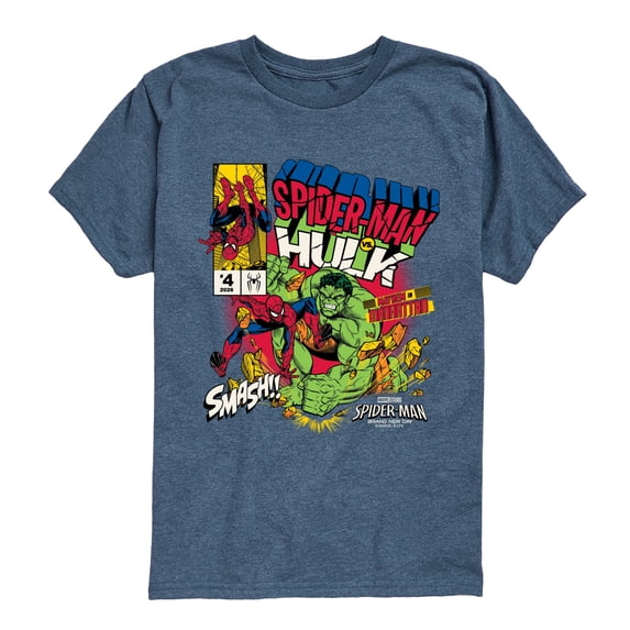 Spider-Man - Hulk Battle Boys' Short Sleeve Graphic T-Shirt