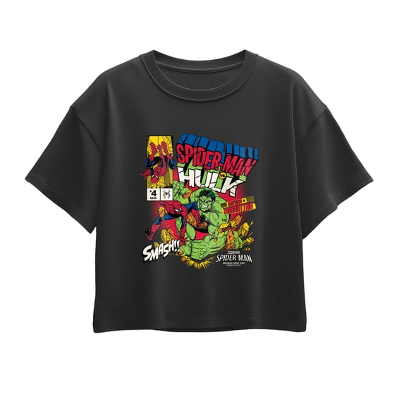Spider-Man - Hulk Battle Short Sleeve Boxy Graphic T-Shirt