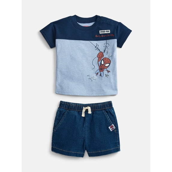 Spider-Man Baby Boys Graphic Tee and Matching Shorts Set, 2-Piece, Sizes 0/3M-24M