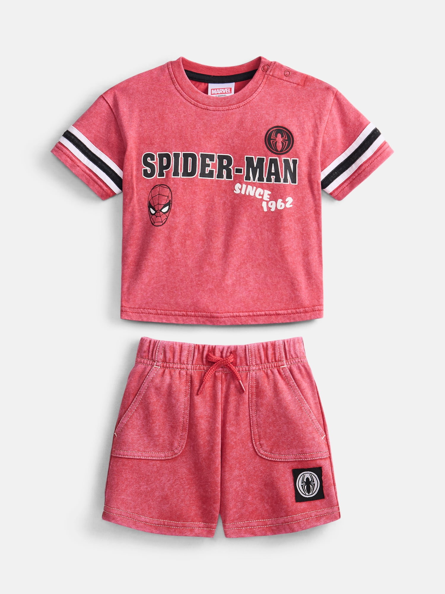 Spider-Man Baby Boys Graphic Tee and Fleece Shorts Set, 2-Piece, Sizes 0/3M-6/9M