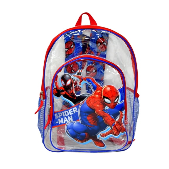 Spider-Man Backpack Clear Transparent 16" Miles Morales Marvel Boys Kids