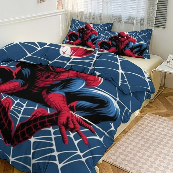 Spider-Man Bedding Set Anime Three-piece for Boys Girls Teens King