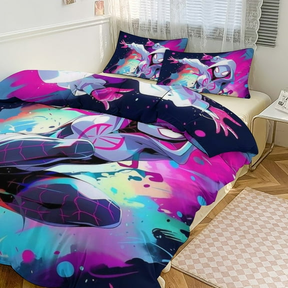 Spider-Man Bedding Set Anime Three-piece for Boys Girls Teens Twin