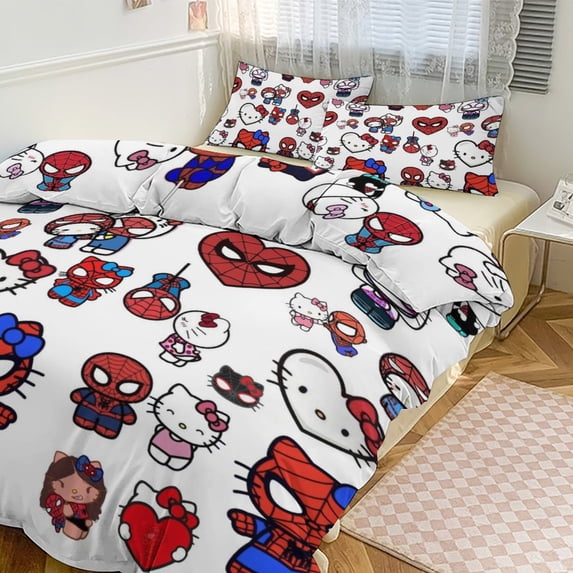Spider Bedding Set Anime Three-piece for Boys Girls Teens Twin