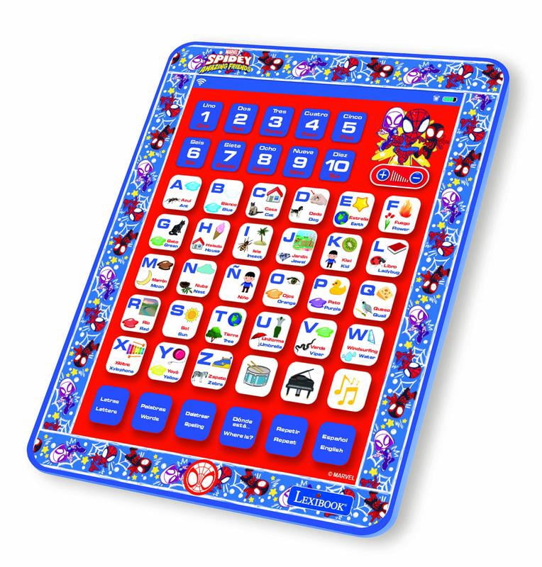 Lexibook Spidey and His Amazing Friends, Bilingual Learning Tablet - English / Spanish - Toy to Learn to Count, Vocabulary and Make Music