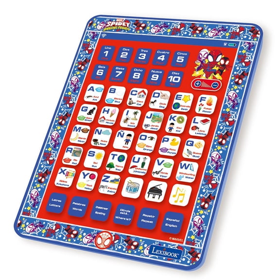 Lexibook Spidey and His Amazing Friends, Bilingual Learning Tablet - English / Spanish - Toy to Learn to Count, Vocabulary and Make Music