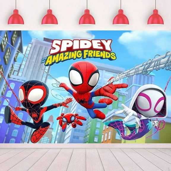 Spider-Man Birthday Decorations,Girls Princess Happy Birthday Banner Backdrop for Kids Birthday Party Supplies (5x3ft)