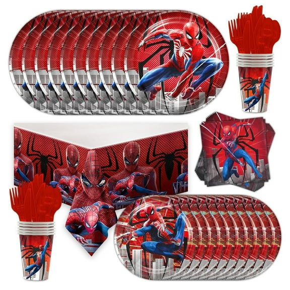 Spider-Man Birthday Party Supply 10 Guests, 81 Pcs