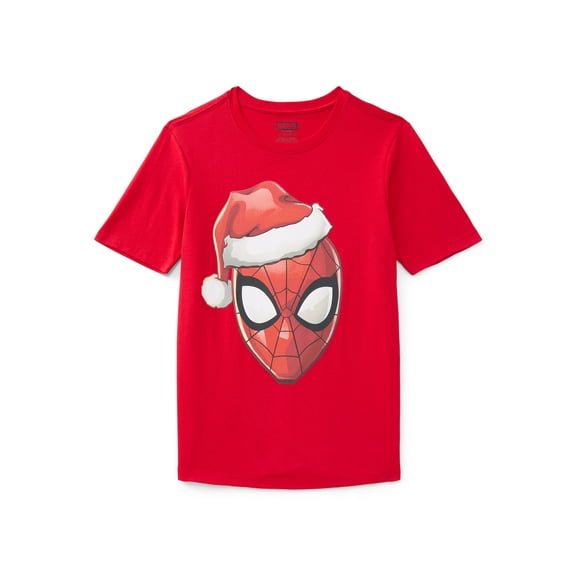 Spider-Man, Boys' & Big Boys' Graphic Christmas Tee, Santa Spidey, Sizes 4-18